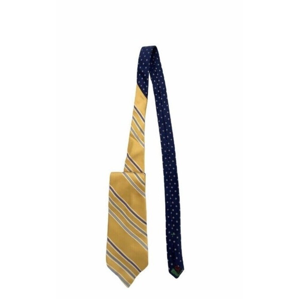 Tommy Hilfiger Men's Diagonal striped, Yellow/Blue tie 100% Silk Made In USA